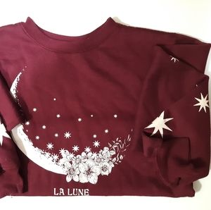 Wine-Colored Cropped Sweatshirt